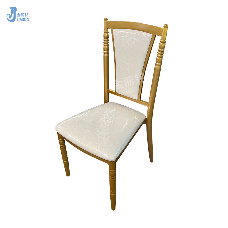 Fábrica al por mayor de hierro oro restaurante comedor silla moderna nórdica Luz Hotel de lujo Silla de bambú suave bolsa respaldo silla