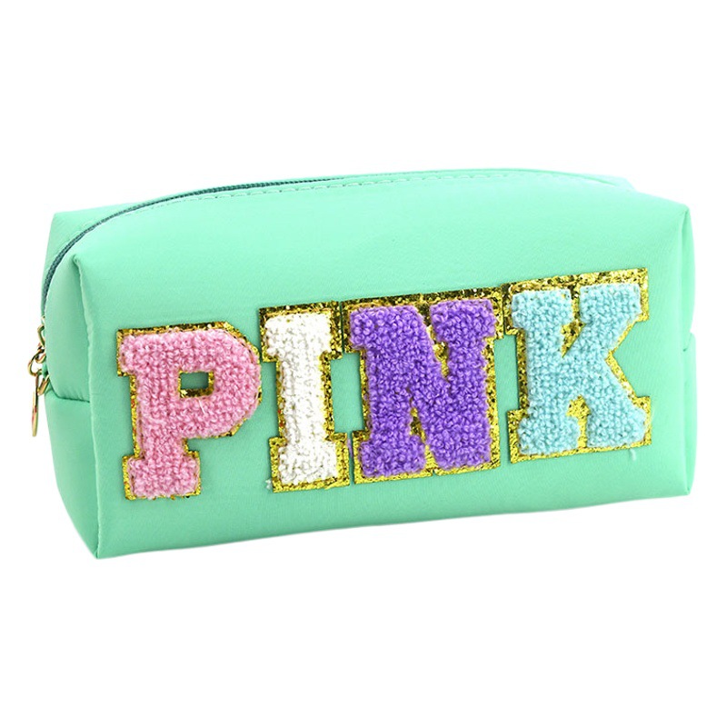 Nueva Venta caliente transfronteriza carta bordada bolsa de cosméticos octagonal cuadrado suave mango bolsa de almacenamiento popular cremallera bolsa de lavado