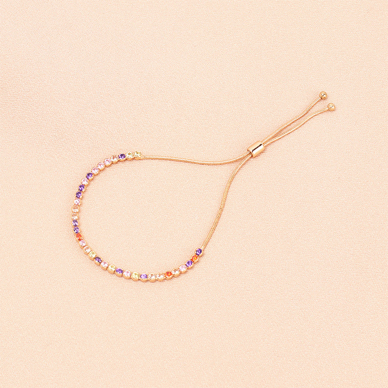 Sweet Solid Color Copper Bracelets Inlay Zircon Copper Bracelets