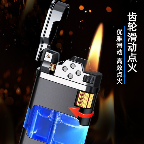 OB905 New Retro Direct Flame Gas Lighter with Transparent Fuel Tank and Lighter as a Gift