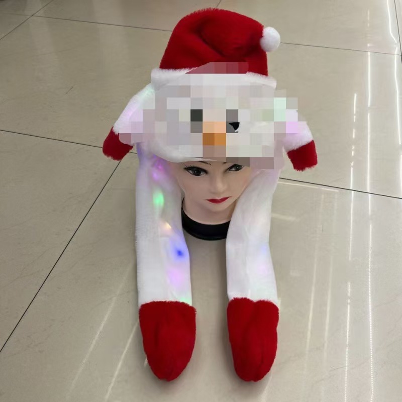 Douyinと同じスタイルのウサギの帽子ぬいぐるみ、耳をつまむと動くエアラップハット、インターネットセレブの面白いギフト|undefined