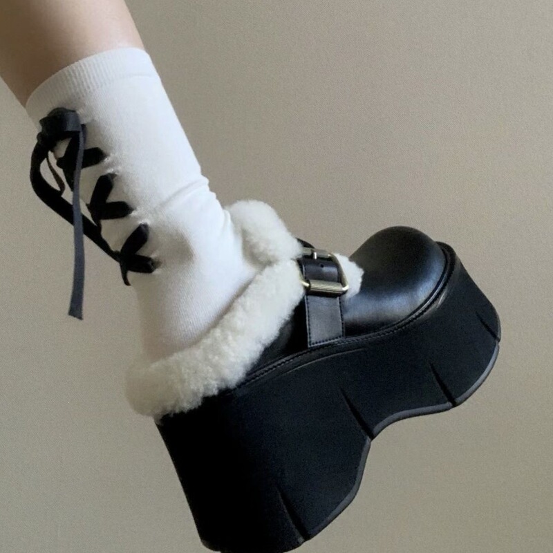 Korean-style casual versatile plush Birkenstock cotton slippers, 2025 new model, soft-soled furry half-slippers for daily home use
