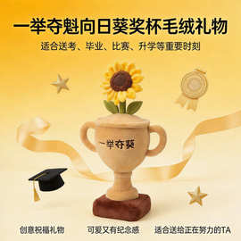 创意奖杯一举夺魁金榜题名中高考毕业季小礼物向日葵花朵玩偶抱枕