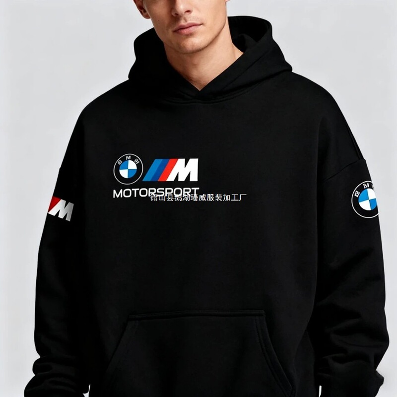 Factory Direct Sales 220g Bmw m Racing Sports Printed Sweatshirt Sweatshirt for Men and Women, Trendyy Hooded Sweatshirt
