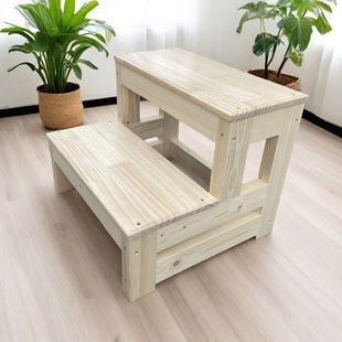 Sofa Stool Footrest Wardrobe Climbing Ladder Two-Step Ladder Bedside Stool Footrest Household Solid Wood Three-Step Ladder Multi-Functional Step