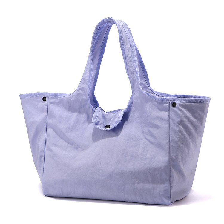 Solid Foldable Nylon Magnetic Snap Large Tote Bag 9