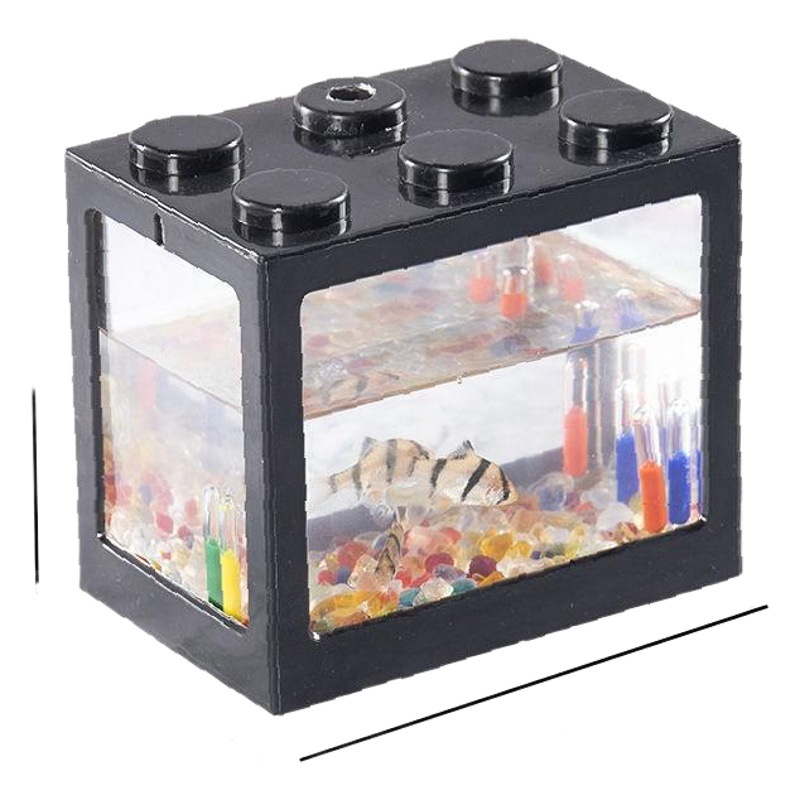Bloques de construcción Douyu tanque de peces pequeños en miniatura tanque de peces ornamental ecológico tanque de peces de plástico caja de orugas Bola de algas creativas tanque de peces pequeños