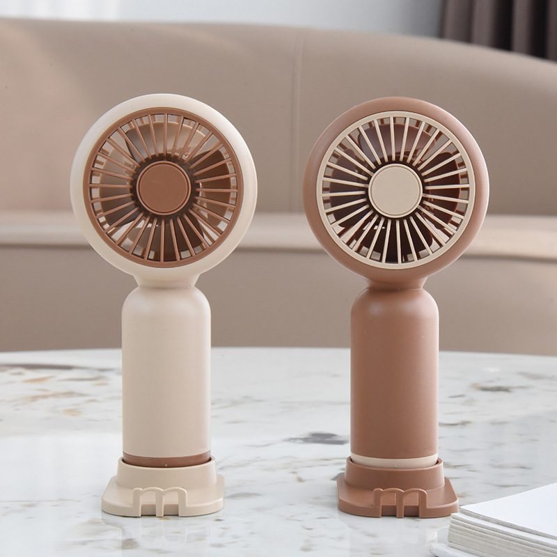 1.0m Simple Handheld Mini Fan with Base, Phone Holder, USB Charging, Portable for Students, Cross-Border Logo Gift