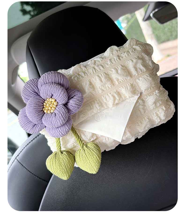 Car Tissue Box Seat Back Hanging Creative Cute Simple Armrest Box High-End Car Tissue Box Hanging Bag Decoration for Women