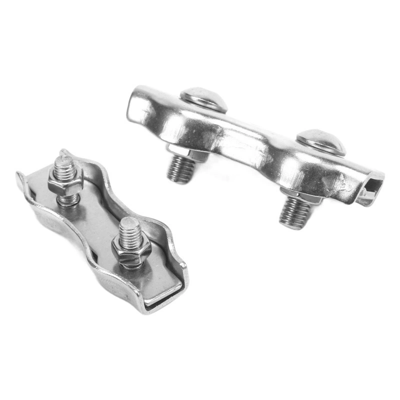 Поставка одинарных зажимов из нержавеющей стали 304, двойных зажимов из нержавеющей стали, аксессуаров-зажимов из нержавеющей стали, одинарных и двойных зажимов для тросов для сушки белья.