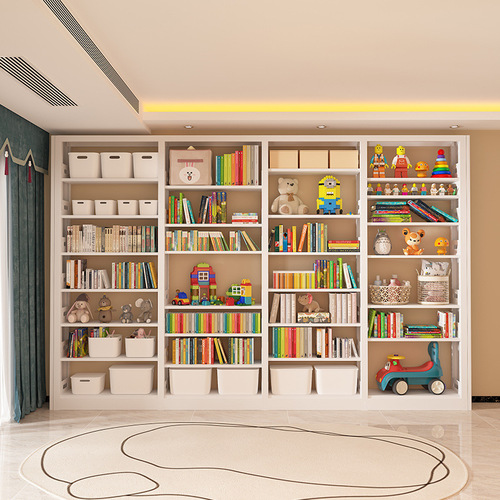 Household steel bookshelf floor-standing bookcase children's bookshelf library study iron modern simple storage rack