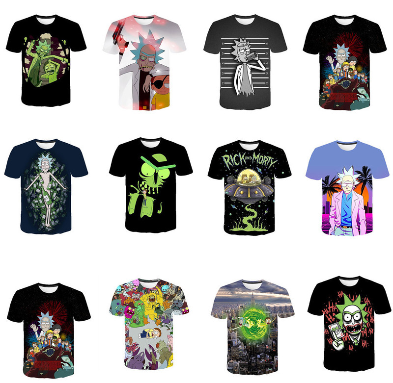 New Men's spring and summer new cospaly Rick and Morty fashion 3D digital printing round neck men's T-shirt