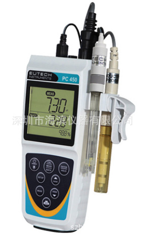 优特便携式pH/ORP/电导率/总固体溶解度/盐度/温度测量仪PC450