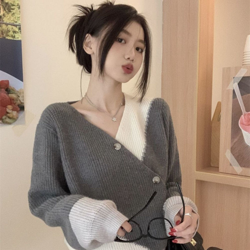 春秋季法式短款慵懒风毛衣女秋冬新款宽松外穿高档针织衫轻奢上衣|undefined