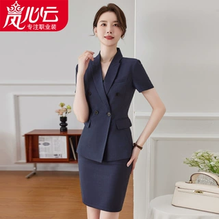 酒店经理工作服金店工装夏天职业装女士西服外套短袖显瘦通勤正装