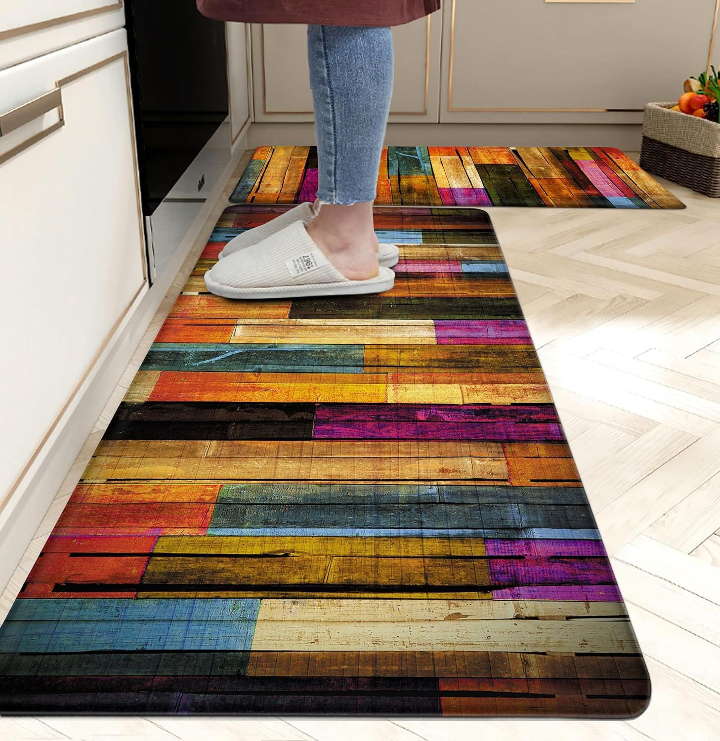 Cross-Border Amazon Creative Abstract Pattern Floor Mats for Home Kitchen Non-Slip Oil-Absorbing and Water-Absorbing Easy-Care Floor Mat Set