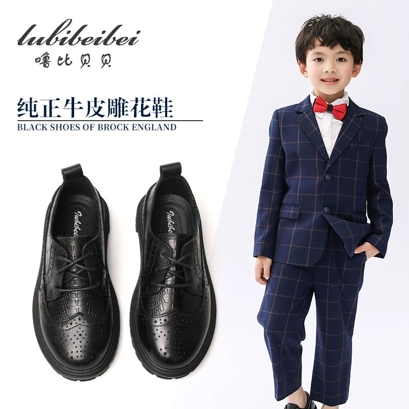 Кожаная обувь для мальчиков Детская черная обувь в британском стиле 2021 Весна и осень Новый стиль Обувь для средних и больших мальчиков Одиночная обувь для студентов