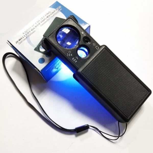 抽拉式60倍放大镜带灯手持便携30倍古玩珠宝鉴定高清放大镜格坤