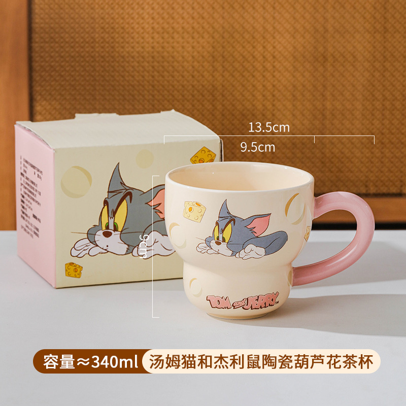 Gatos y ratones auténticos copos de marca encantadores tazas de gran capacidad tazas de cerámica domésticas con tapa de alta calidad de agua taza