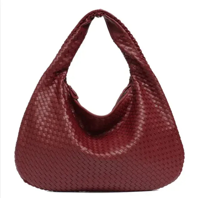 Spot Bv Cross-Border Trend Casual Women's Shoulder Bag Large Capacity Casual Goatskin Women's Bag Handwoven Bag New Style