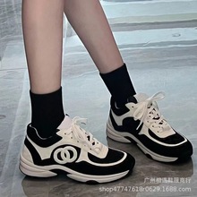 小香风厚底运动鞋女2023新款真皮软底休高版本闲潮流运动女鞋