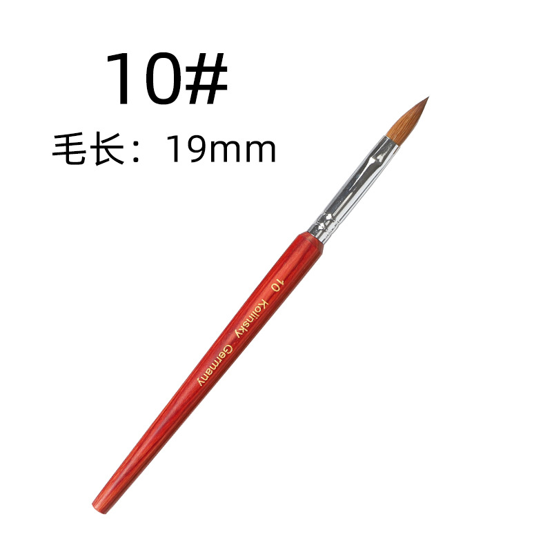 Cross-border puro pelo de visón arte de uñas cristal pluma Kolinsky cepillo de madera roja varilla siberiano tallado visón cepillo de pelo