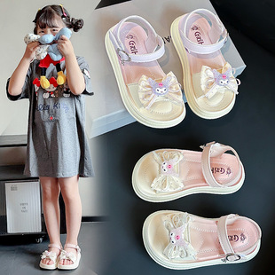 25 Summer New Children Fashion Sandals Korean Style Girls Cartoon Cute Princess Shoes Girls Open Toe Flat Sandals