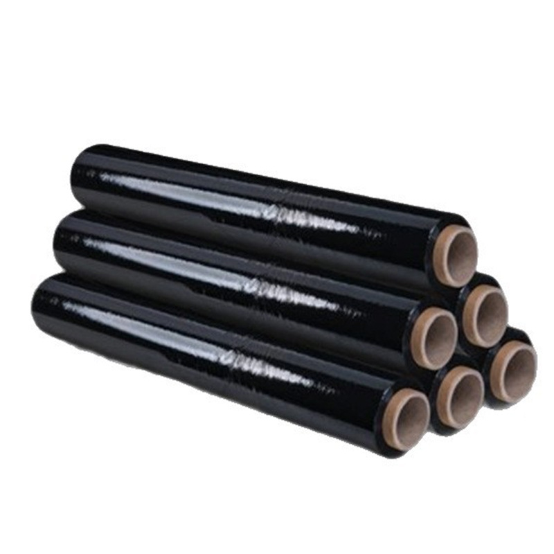 Fábrica personalizada película de enrollamiento negro película de estiramiento película protectora de gran rollo película de retención industrial película autoadhesiva