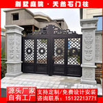 石雕门柱别墅庭院罗马柱大理石门柱花岗岩大门柱子新中式雕花方柱