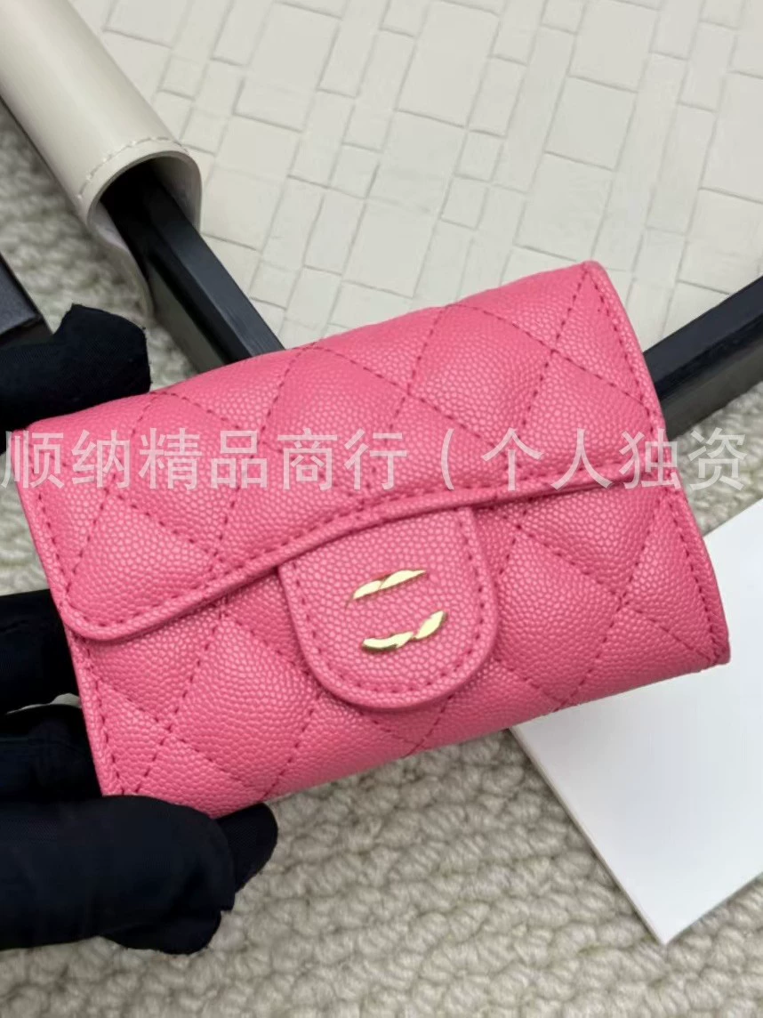 Wallet with diamond pattern, Korean style, genuine leather