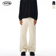 LKTM男装 新款简约纯色微喇休闲裤男女潮牌cleanfit百搭显瘦长裤