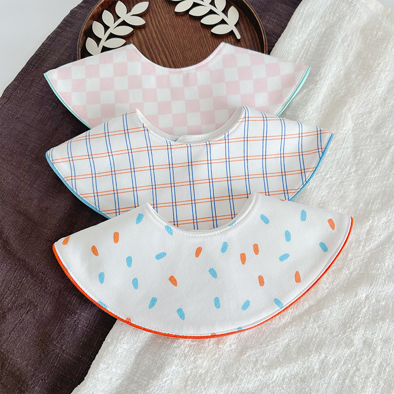 Ins Korean Same Style Baby Bib Baby Saliva Towel Type a Cotton Double-Sided Saliva Pocket Waterproof Bib 0-2 Years Old