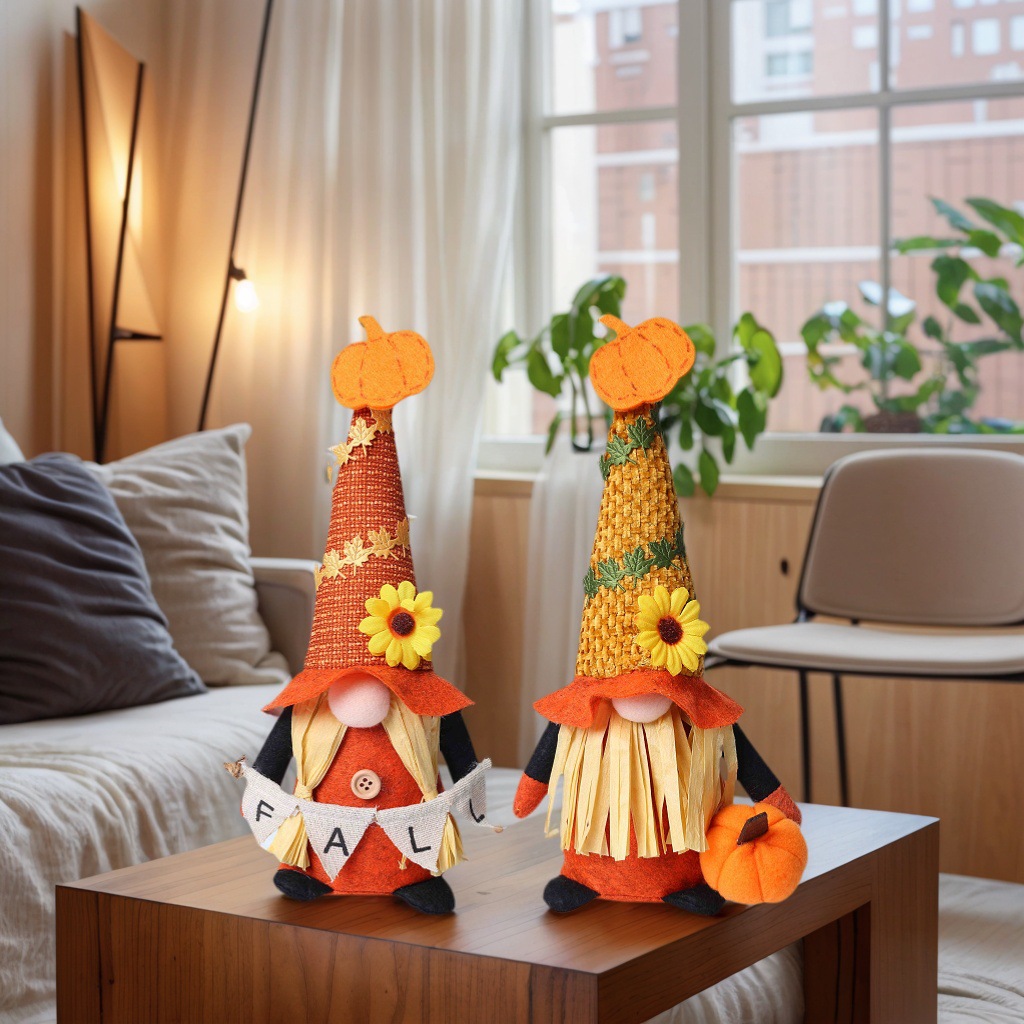 Nuevo festival de cosecha de felpa de Acción de Gracias transfronterizo decoración muñeca sin rostro calabaza hoja de arce Rudolph decoración lote