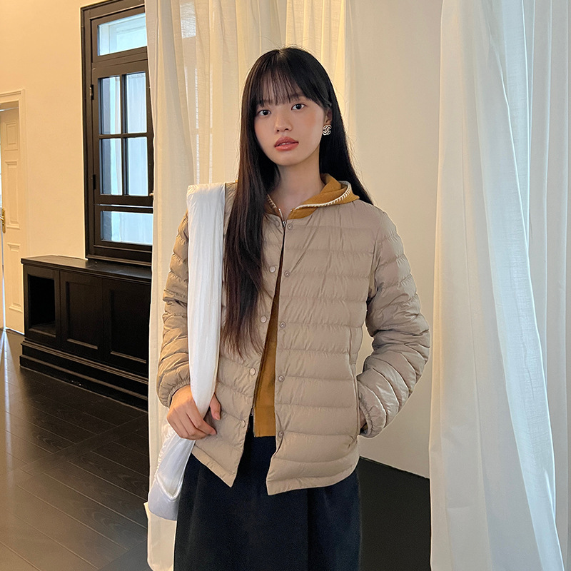 [Clearance, No Returns] Korean-Style Simple Fluffy Lightweight down Jacket Casual Warm White Duck down Outerwear 025
