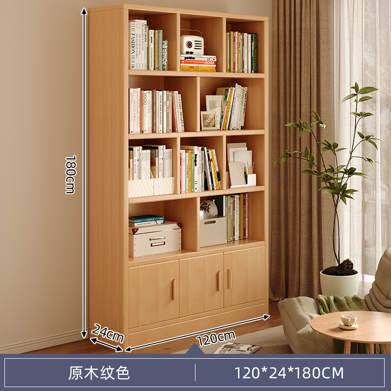 Librería combinada libre de madera sólida con estante de estante de almacenamiento de una pared completa multicapa integrada para almacenar librería doméstica