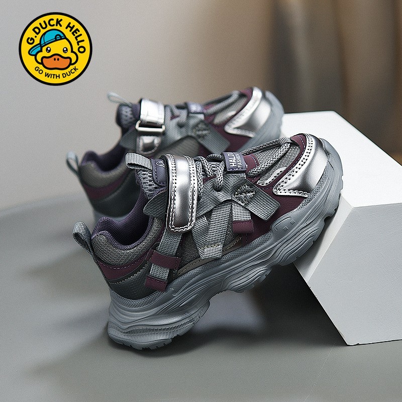 2025 pequeño pato amarillo otoño nuevos zapatos deportivos para niños velcro ligero suave transpirable zapatos de moda para niños y niñas