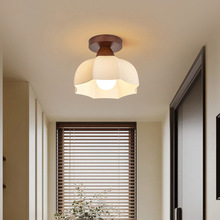 过道灯玄关灯中古风入户走廊灯中式2025款美式高级感玻璃阳台灯具