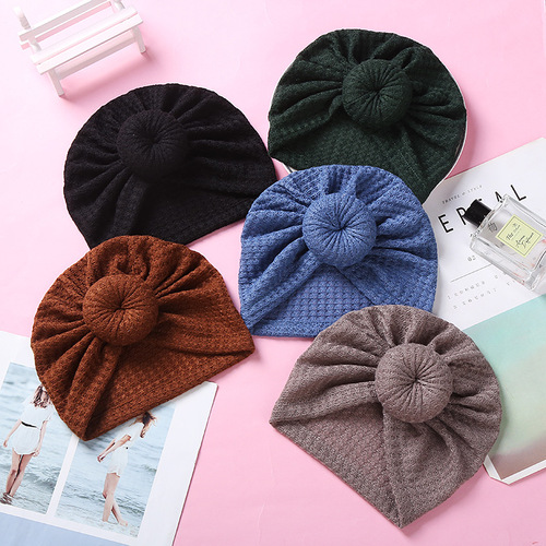New European and American children's hats, cute donut woolen waffle baby hats, cross-border Indian fetal hats