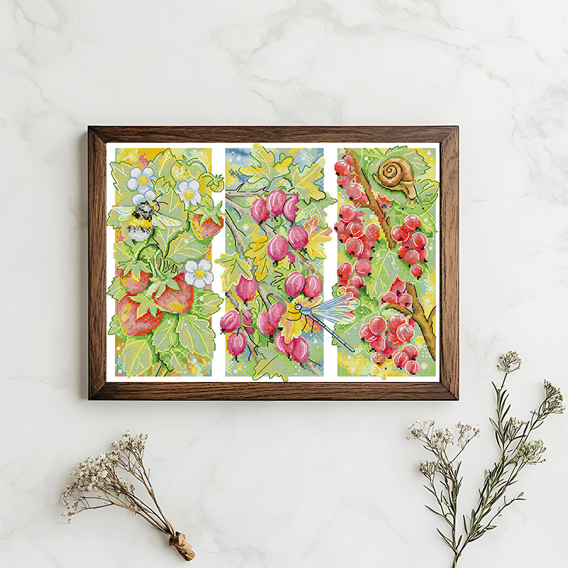 工厂直销NKF2025年新款十字绣套件DIY蜜蜂蜗牛浆果装饰挂件小幅画
