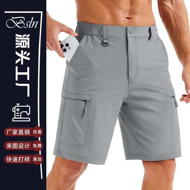 Cross-Border European and American Custom Men's Hiking Multi-Pocket Quick-Dry Golf Summer Casual Outdoor Zipper Pocket Shorts Cross-Border European and American Custom Men's Hiking Multi-Pocket Quick-Dry Golf Summer Casual Outdoor Zipper Pocket Shorts