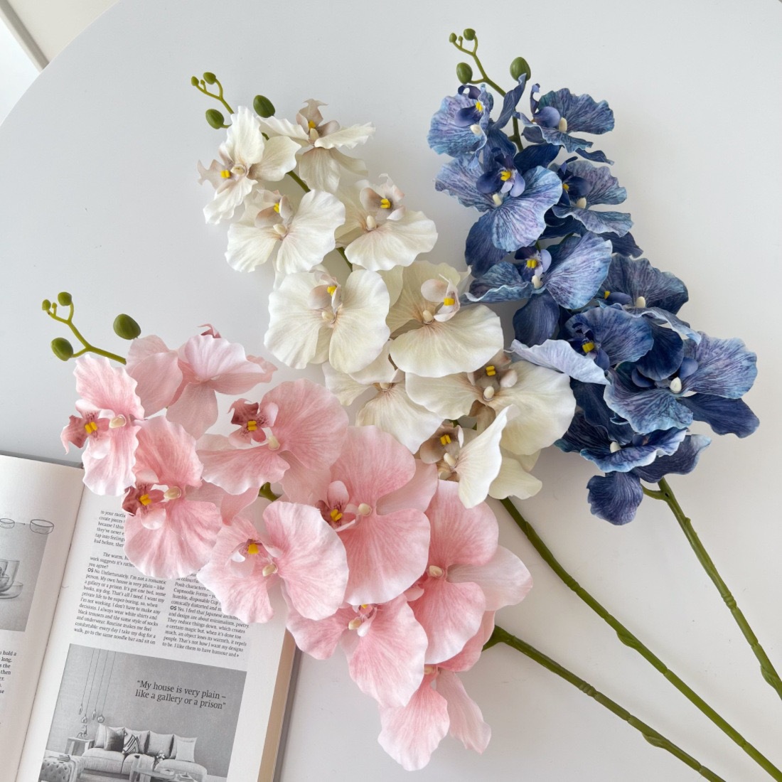 시뮬레이션 유럽식 9 헤드 시뮬레이션 Phalaenopsis 콩 가루 아름다운 홈 디스플레이 촬영 소품 장식 난초 복고