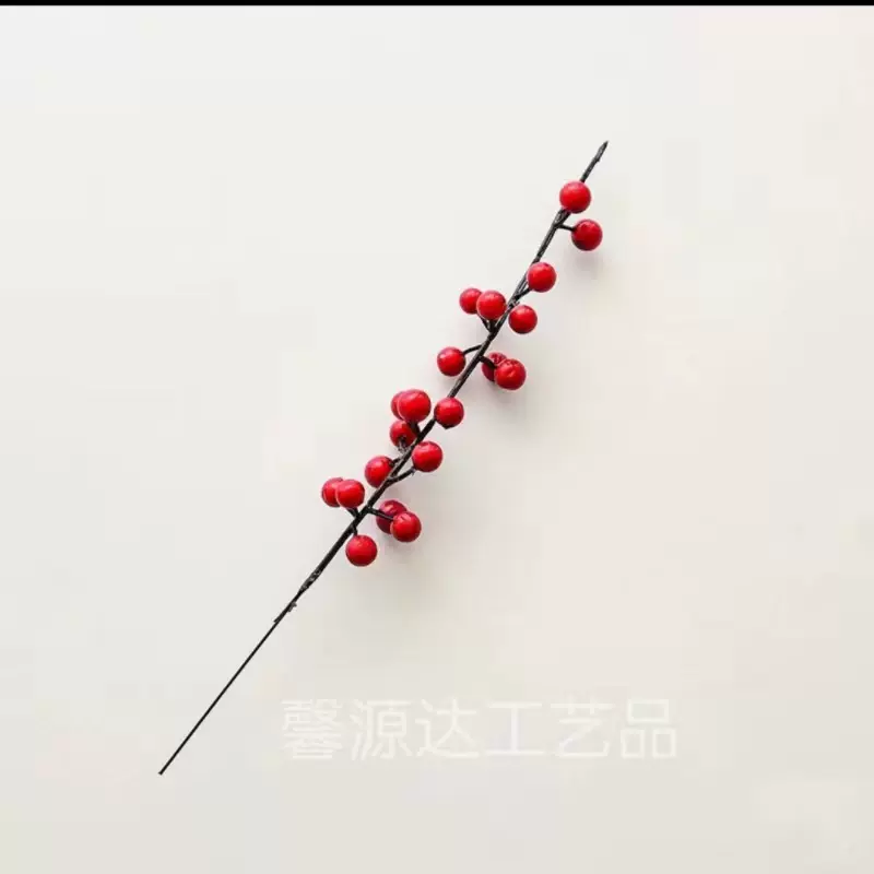 年宵花红果相思豆红浆果发财果招财果21叉北美风新年红果家居装饰