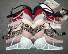 B0547欧美单尾货杂款蕾丝针织绣花有钢圈女士聚拢文胸