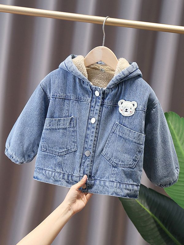 2173 abrigo de los muchachos Otoño e Invierno forrado de lana 2023 nueva ropa de algodón de mezclilla para bebés engrosada estilo occidental lana de cordero niños