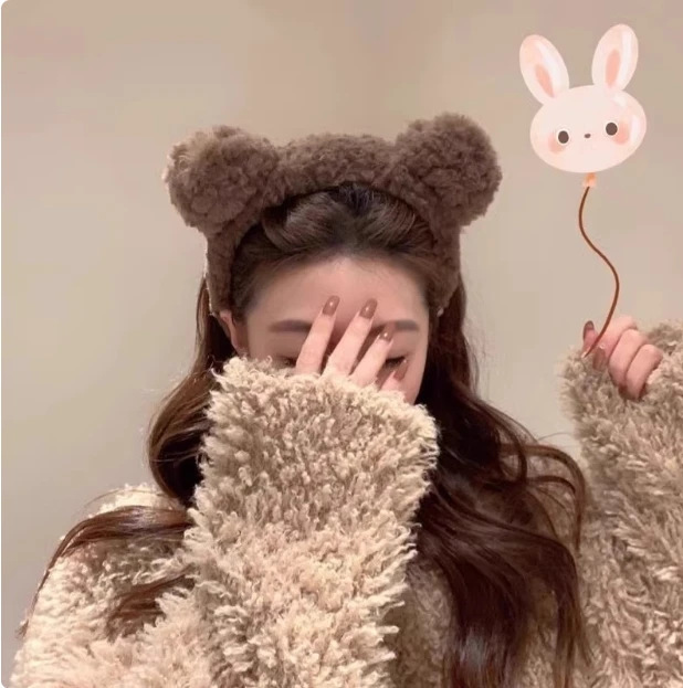 卡通洗脸专用发箍女2025新款毛绒头箍压发化妆可爱发卡束发带头饰|undefined