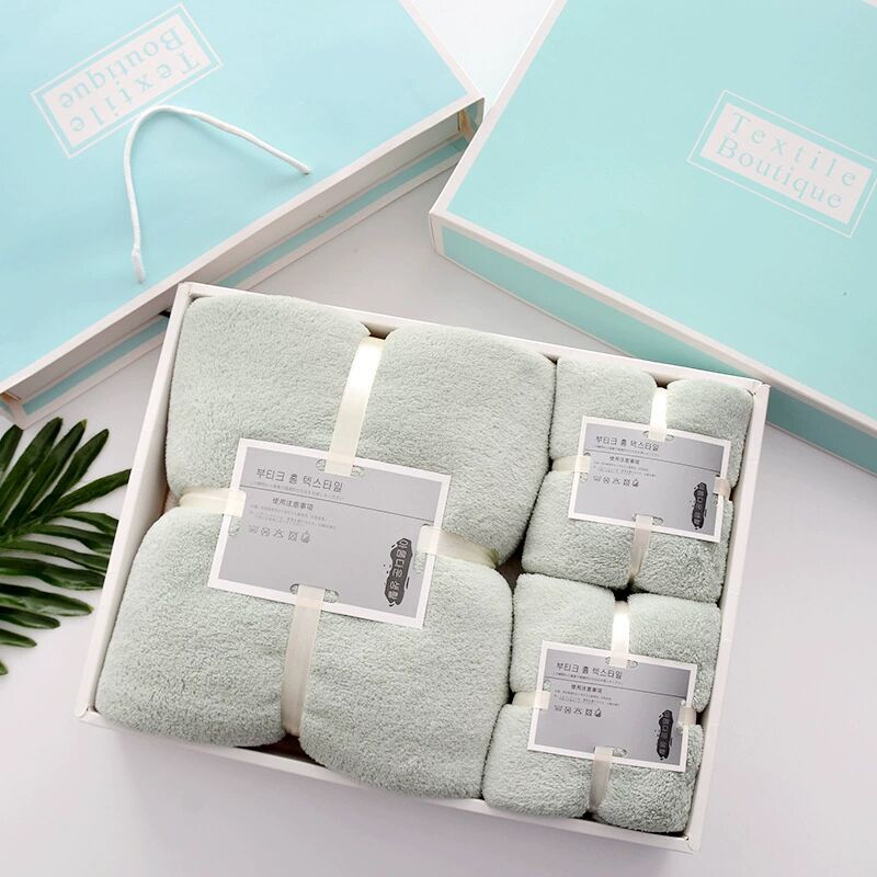 Bath towel towel set gift box three-piece set wedding gift coral fleece soft thick letter towel wholesale Bath towel towel set gift box three-piece set wedding gift coral fleece soft thick letter towel wholesale