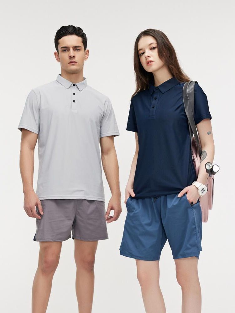 Dynamic Pearl Solid Color Polo Shirt Men's Summer Ice Silk Traceless High-end Lapel T-shirt Large Size Casual Business Quick-dry T-shirt