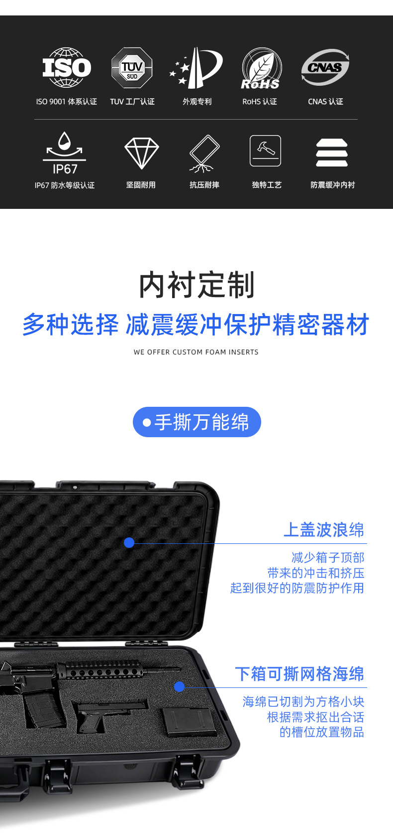 Toplo Car Roof Equipment Box with Base, Waterproof, Shockproof, and Shock-Absorbing Outdoor Long Box, Tactical Safety Protection Box