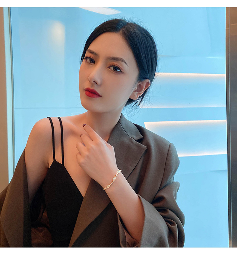 Fashion Water Droplets Copper Bracelets Inlay Opal Copper Bracelets