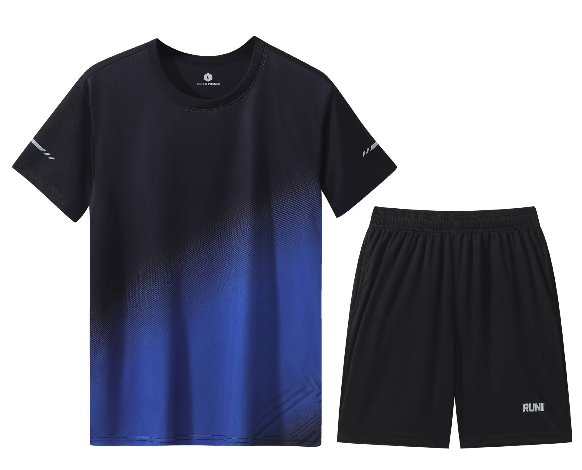 Traje deportivo Camiseta de secado rápido para hombre Camiseta de manga corta para correr ropa de fitness de verano casual de dos piezas al por mayor